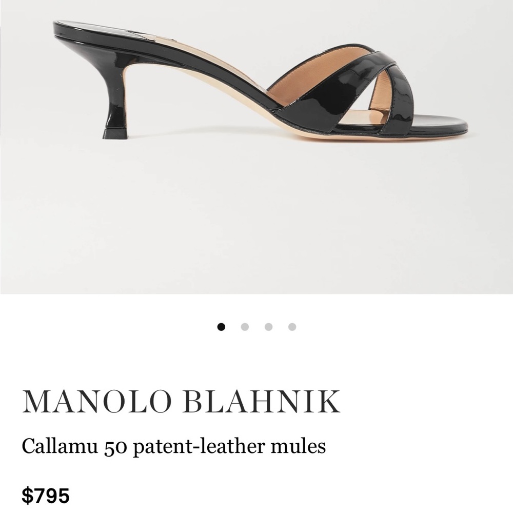 Authentic Manolo Blahnik kitten heel in black patent leather - Gently Worn